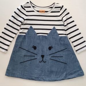 Harper Canyon Chambray Striped Cat dress 12m